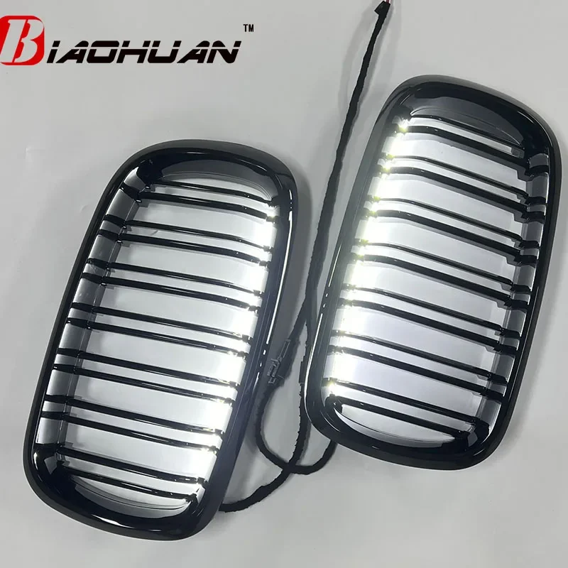 Bright black LED light center front grille For BMW 1 Series E81 E87 F20 F52 2004-2021