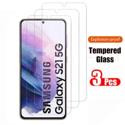 3Pcs Tempered Glass For Samsung Galaxy S21 5G HD Fingerprint Unlock Screen Protector