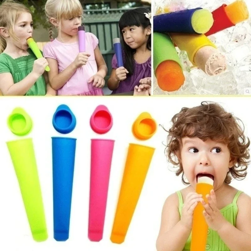 Household Kitchen DIY Popsicle Molds and Ice Pop Silicone Maker with Attached Lids and Recipe Silicone Cake Mold Tools Accessory