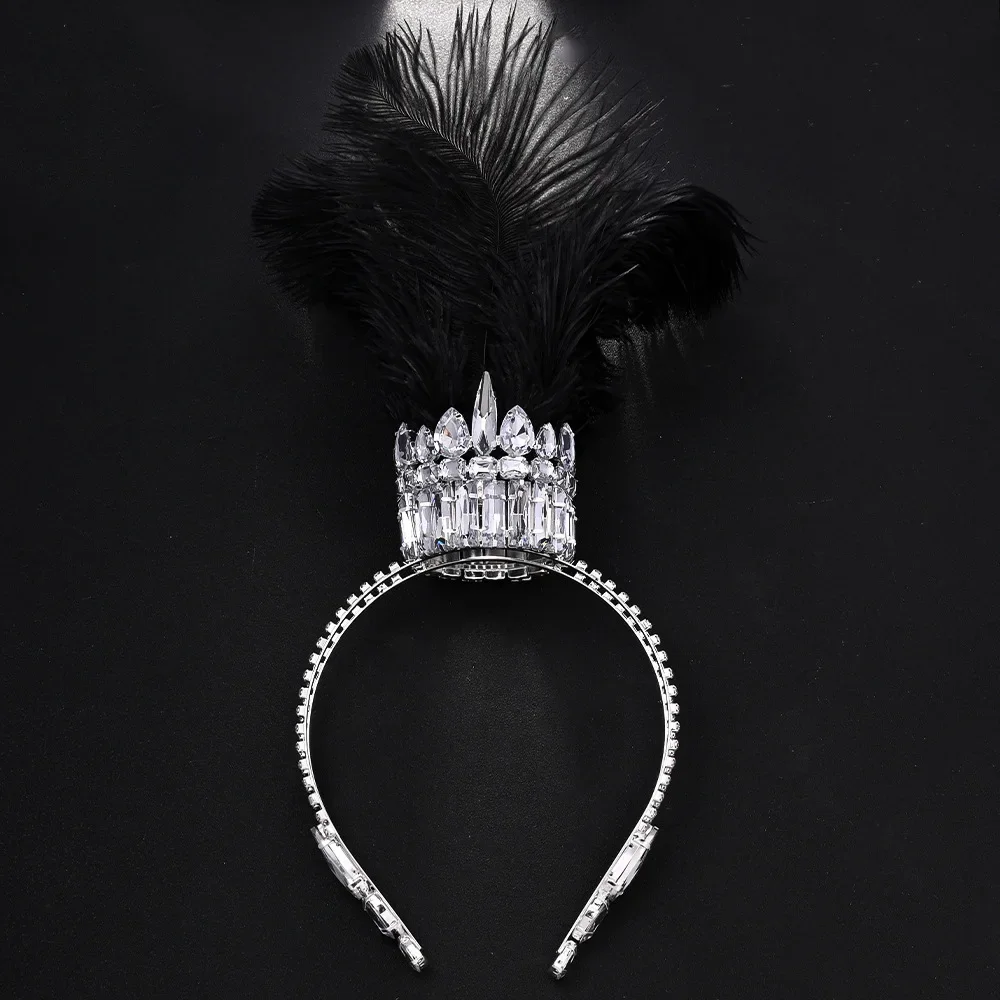 Heiß bei übertriebener Krone, europäische und amerikanische Mode, Gothic-Strassstein, weibliche Haarkette, Drag Queen, Federkrone, Stirnband – Detail 6