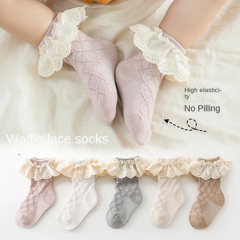 

Baby Girl Princess Socks Infant Stuff Spring Autumn Children Mid-tube Cotton Socks Toddler Ventilate Lace Socks Kid Clothing0-5Y