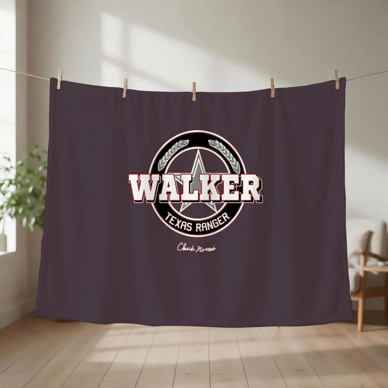 Vtg. Walker Texas Ranger Cast Crew 90s Chuck Norris Throw Blanket couch cozy soft plush fuzzy picnic outdoor blanket