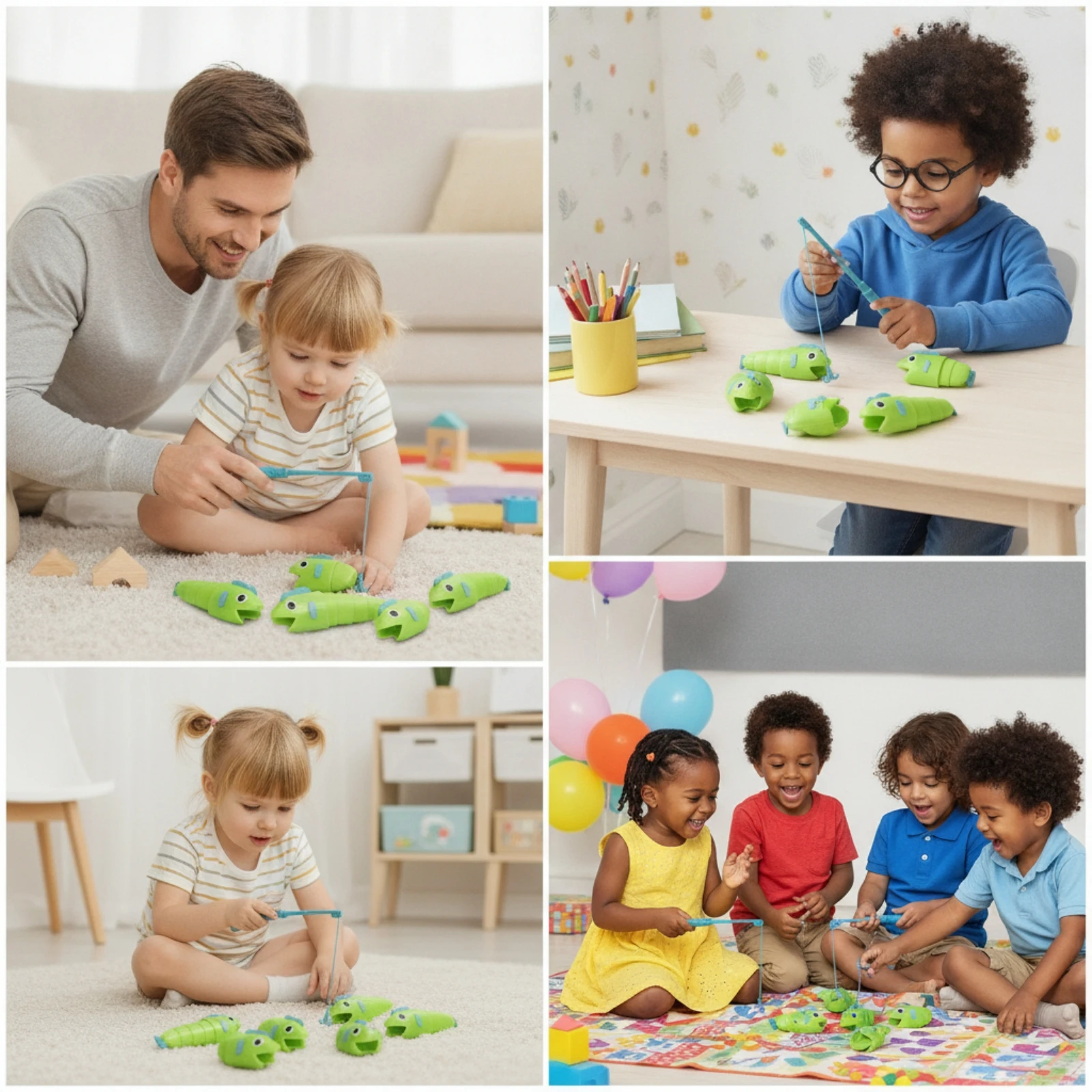 Children's Fishing Game Preschool Fishing Game with Rods Toy Fun Multi-Player for Children, Home, Classroom