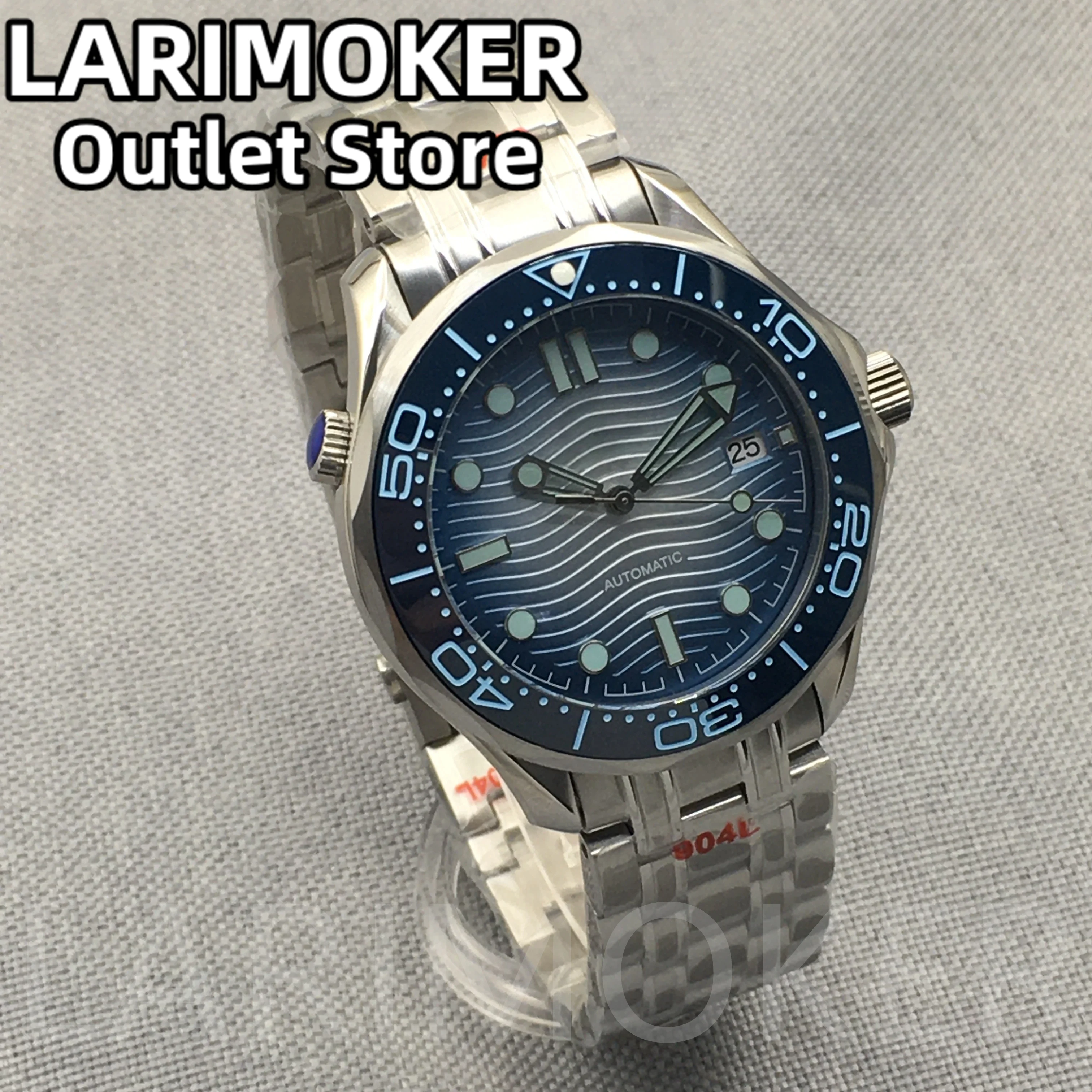 LARIMOKER 41mm Mechanical Men Watch Sapphire Glass Date Gradient  Blue Ceramic Bezel NH35 Stainless Steel 10ATM waterproof Watch