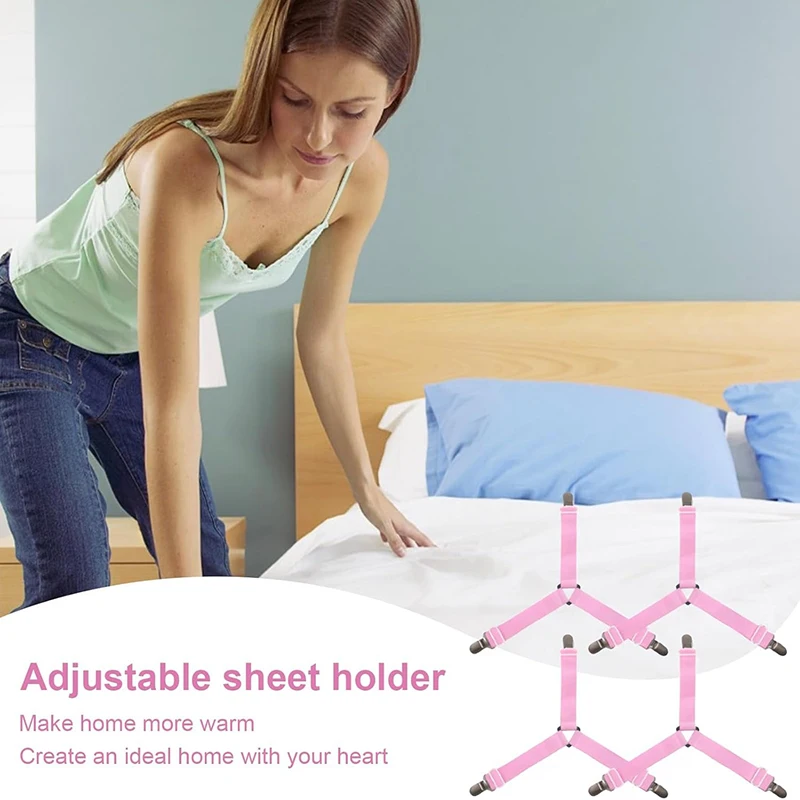 Adjustable Sheet Clips - Non-Slip Fasteners for Bedding, Tablecloths & Sofa Covers, Secure Hold Straps
