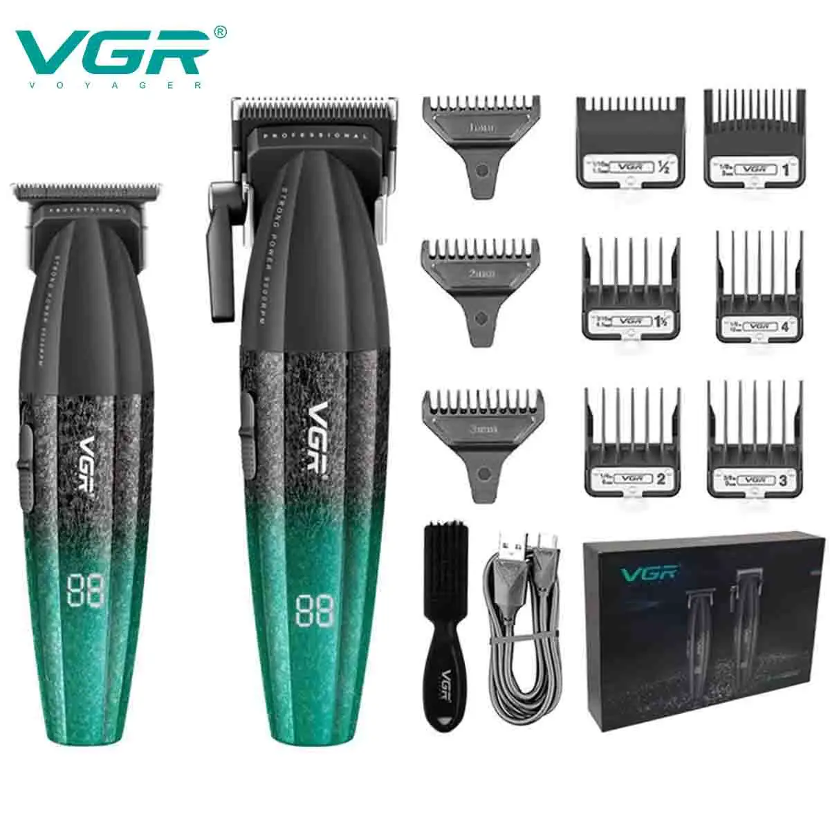 VGR Haartrimmer Professioneel Haartrimmer Verstelbaar Haarknipmachine 9000 tpm Draadloos Tondeuse en trimmer set V-640 S3
