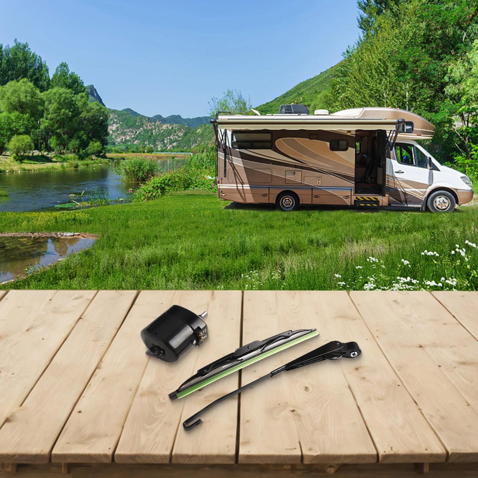 12v-ユニバーサルワイパーモーター（アームとブレード付き）フィッシングボート、キャラバン用-01287358-7731000001-0390506510