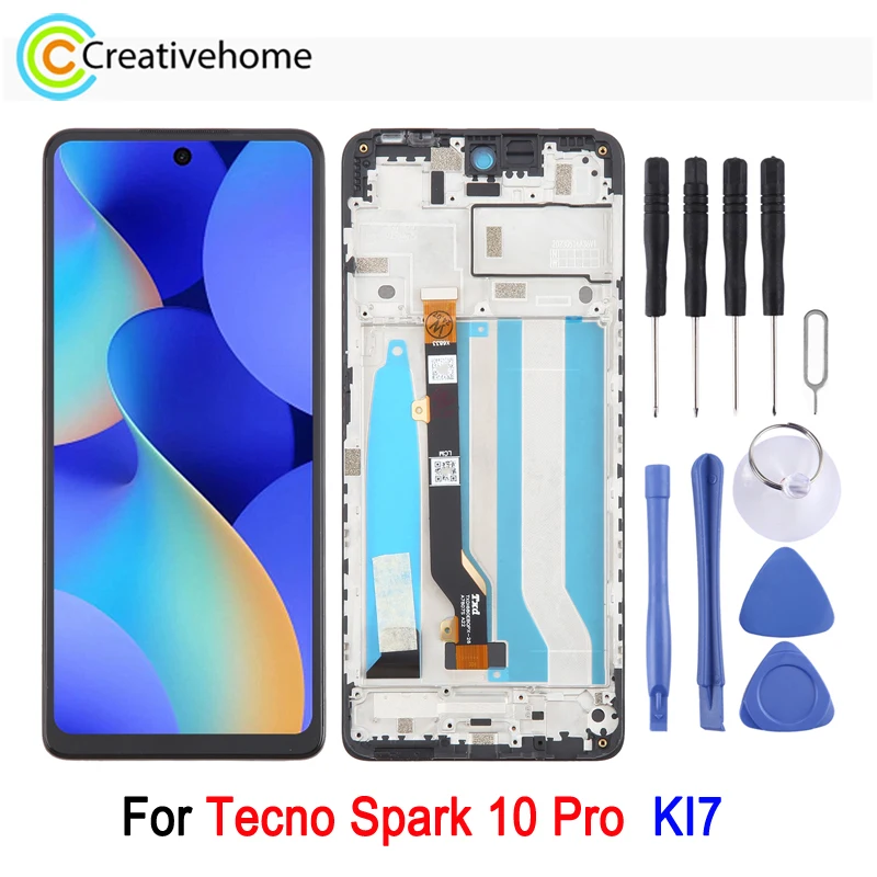 6.8-inch OEM LCD Screen For Tecno Spark 10 Pro KI7 Phone Display Touch Screen with Frame Full Assembly Replacement Part