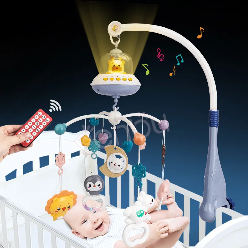 Muzikale babybedje mobiel met verlichting Muziekprojectie voor zuigelingen Afstandsbediening Wiegspeelgoed voor pasgeboren babymobiel voor wiegspeelgoed - afbeelding 2