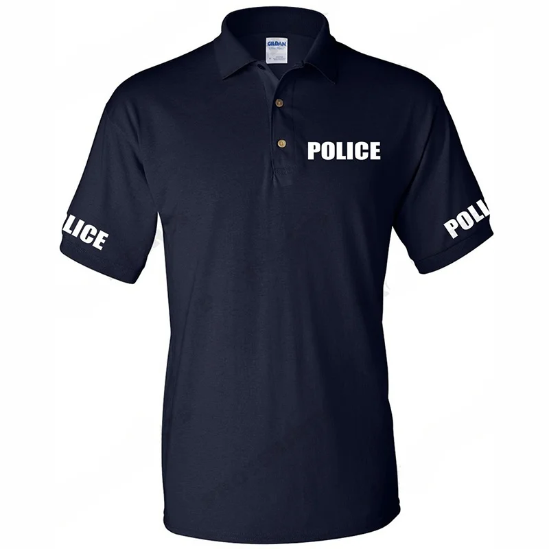 Polo della polizia uniforme Polo causale da uomo uomo manica corta in maglia di cotone top Brand Plus Size Jersey Hemme