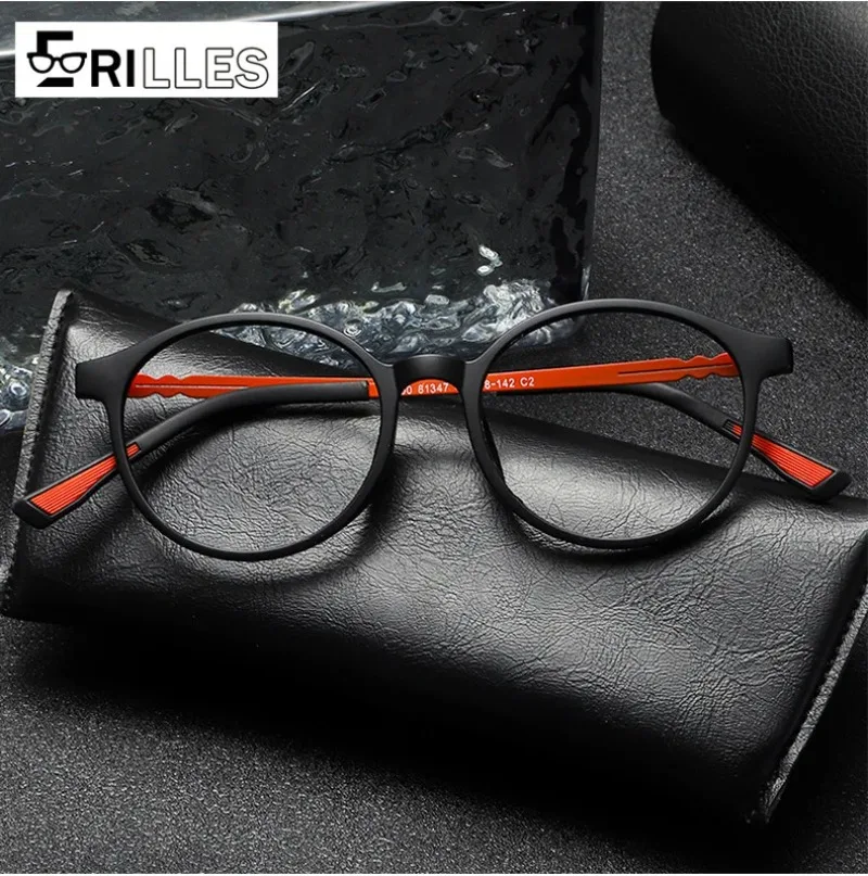 Blaulichtbrille im japanischen Stil, TR90 ultraleichter runder Rahmen, Retro-Vollrahmenbrille für Frauen, Anti-Strahlungs-Computergebrauch