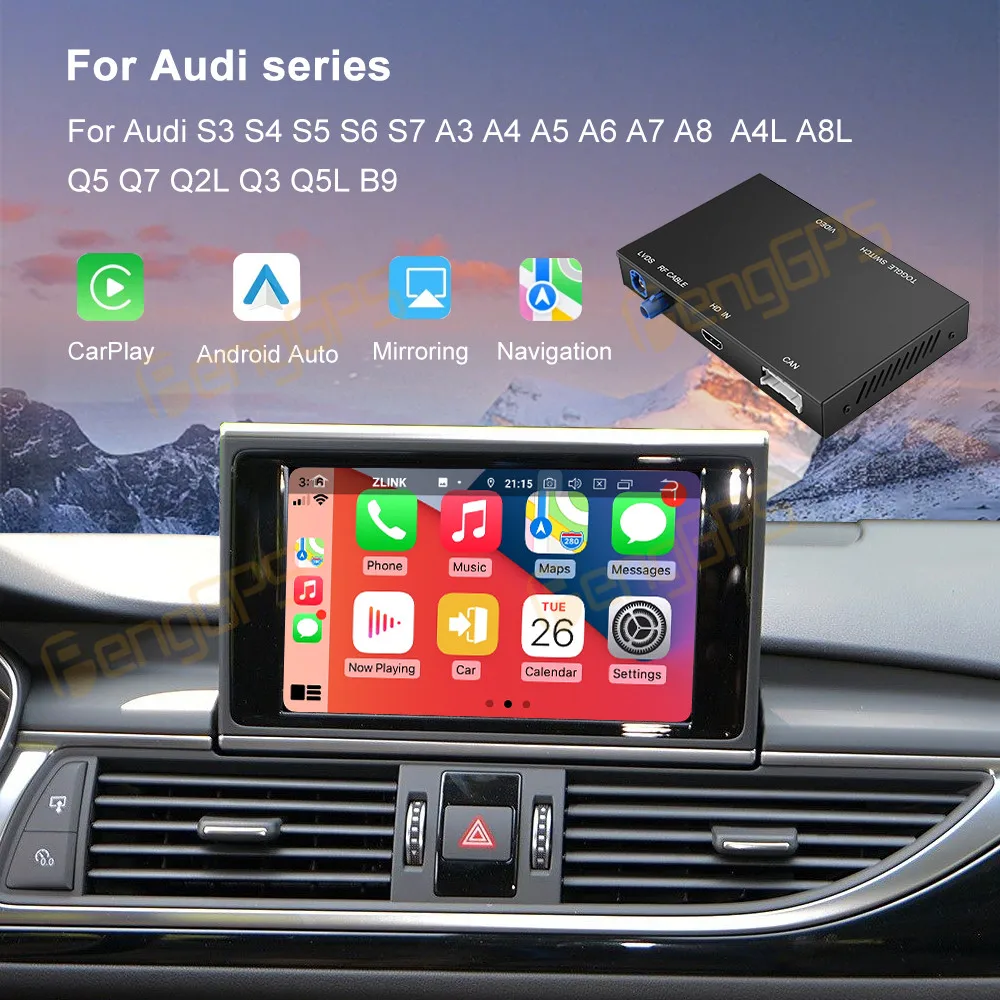 Linux Wireless Carplay Android Auto For Audi A6 A6l C6 4f 2005 - 2012 All Series with Mirror Link AirPlay Car Play HiCar FM DSP