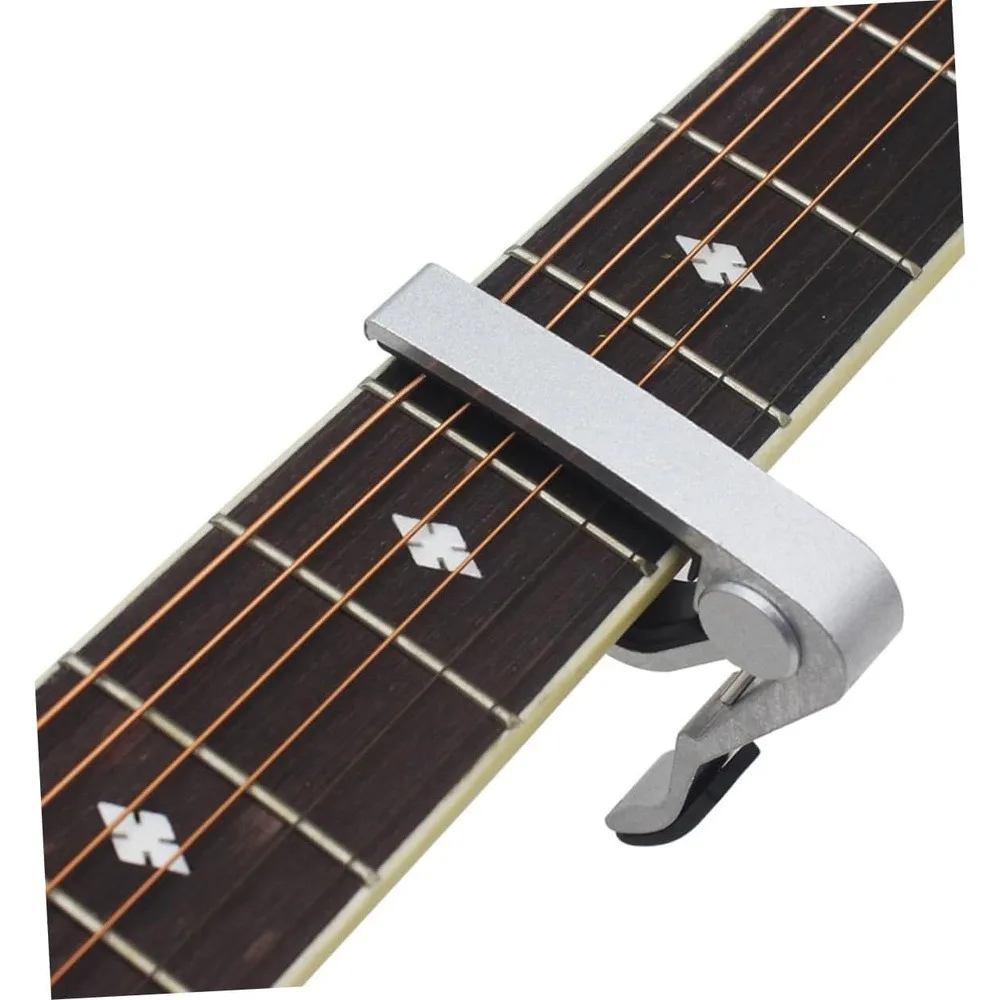 Guitar Capo, Single‑Handed Quick‑Change Capo for Acoustic & Electric Guitar, Aluminum Alloy Spring Capo with Rubber Cushion, 1‑Pack, Random Color (Black, Silver, Blue)