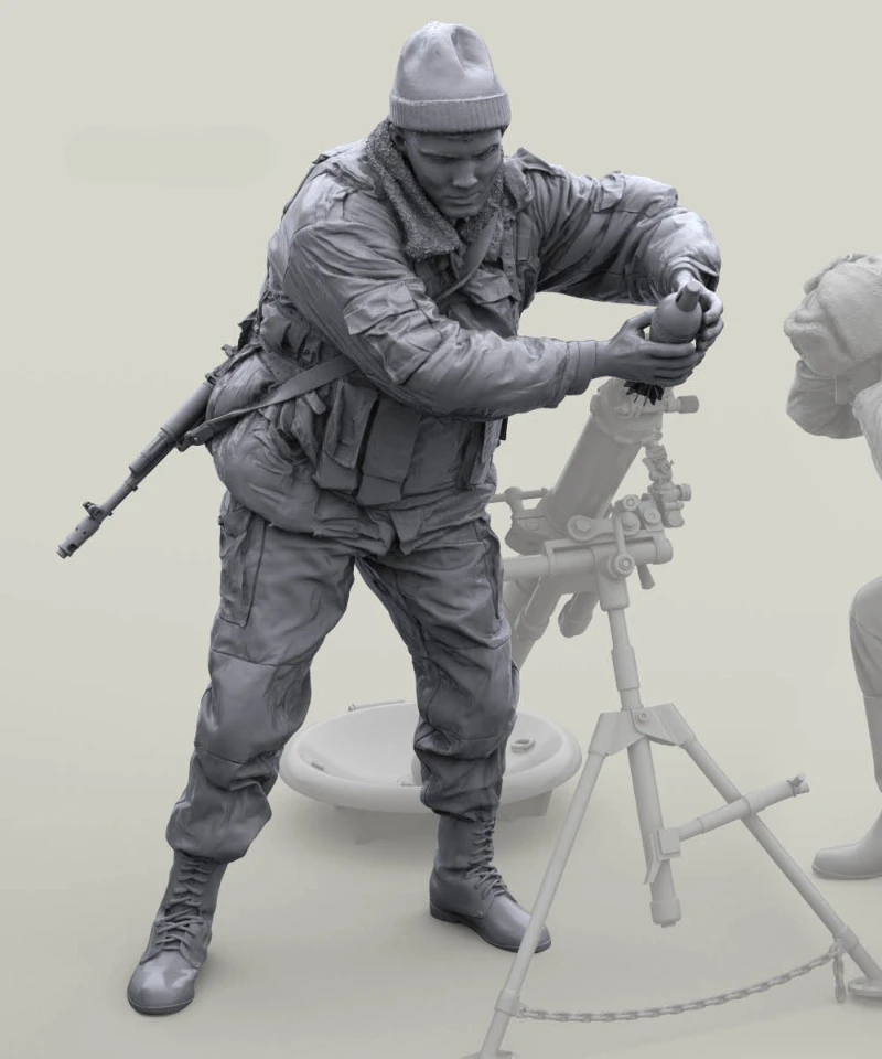 1/16 Scale Die-Cast Resin Figure Model Kit Russian Troops Mortar Crew Loader (No Mortar) Unassembled and Unpainted