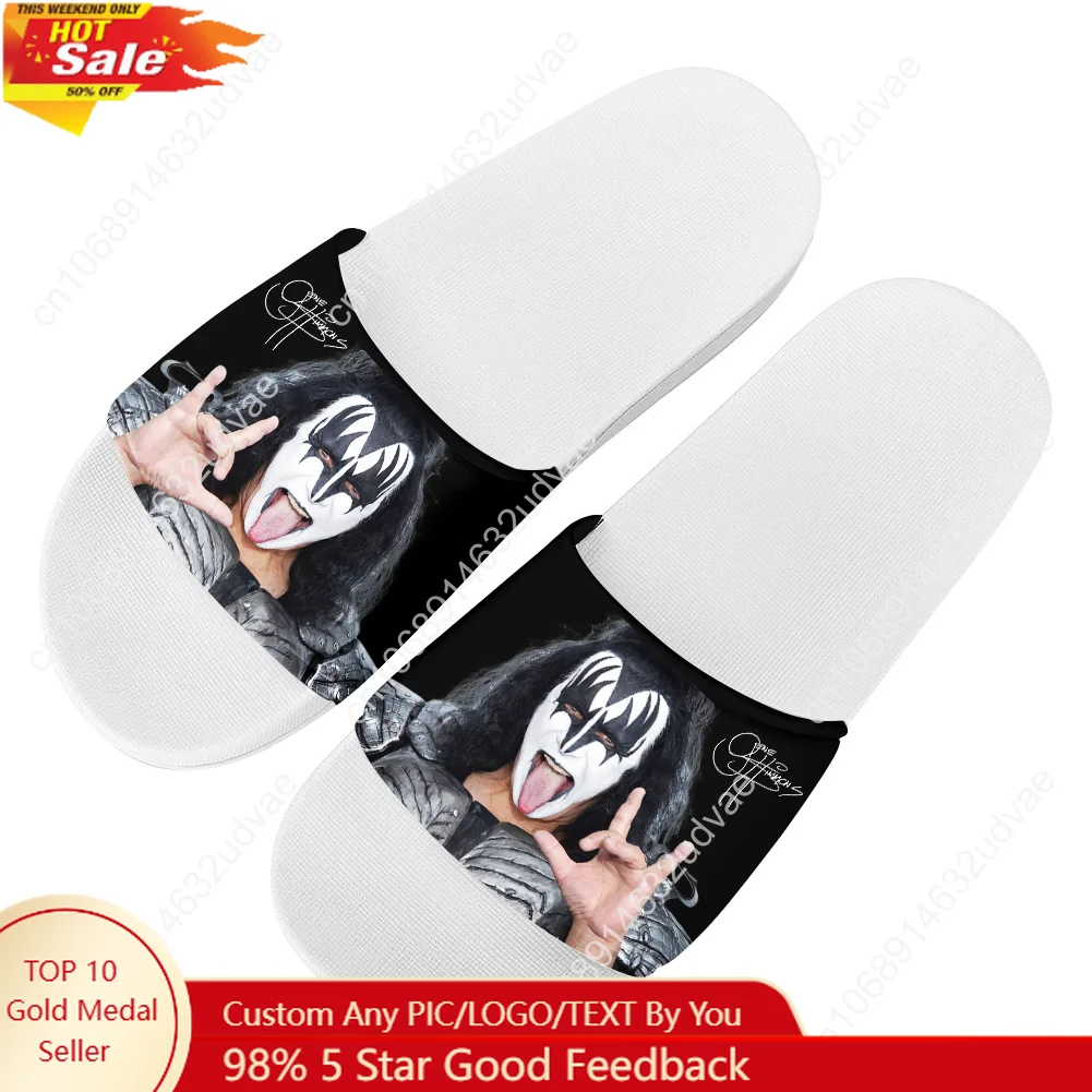

Gene Simmons Slippers Man Woman Boy Girl Tailor Made Slides Sandals Photo Text Customized Bath Shoes Water Shoe White