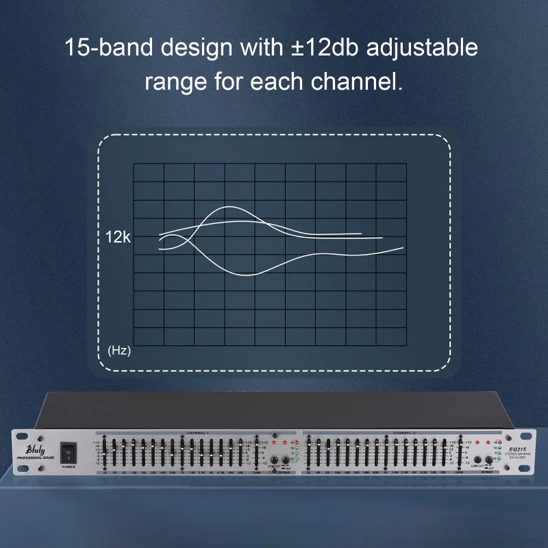 Btuty EQ-215 Dual Channel 15Band equalizzatore 1U Rack Mount equalizzatore grafico Stereo a 2 canali 110-240V apparecchiature Audio professionali