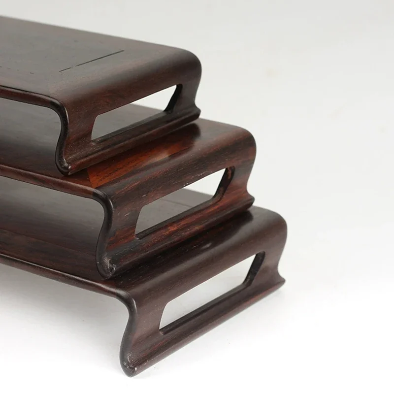 Rectangle Redwood Carved Bonsai Display Pedestal, Vase Decoration, Statue Collection Base, Home