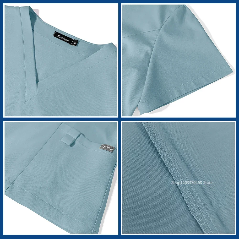 Nuovo arrivo personalizzato donne infermieristica Scrub pantaloni gamba dritta Set medico ospedaliero Set donna elegante Slim Fit ospedale Scrub uniforme