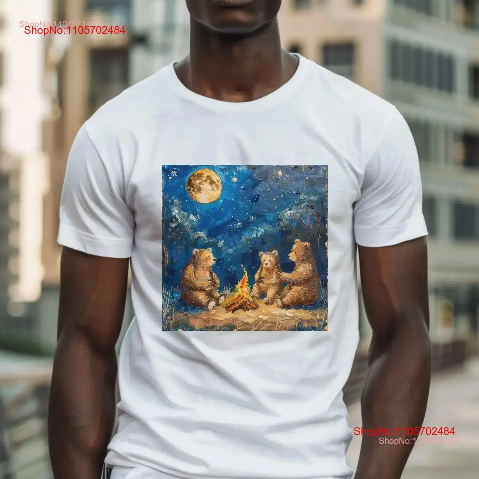 Bonfire Bears ArT T Shirt Adorable Wildlife Bear Lover Painting Casual Animals Idea vintage Washed designer clothes streetwear