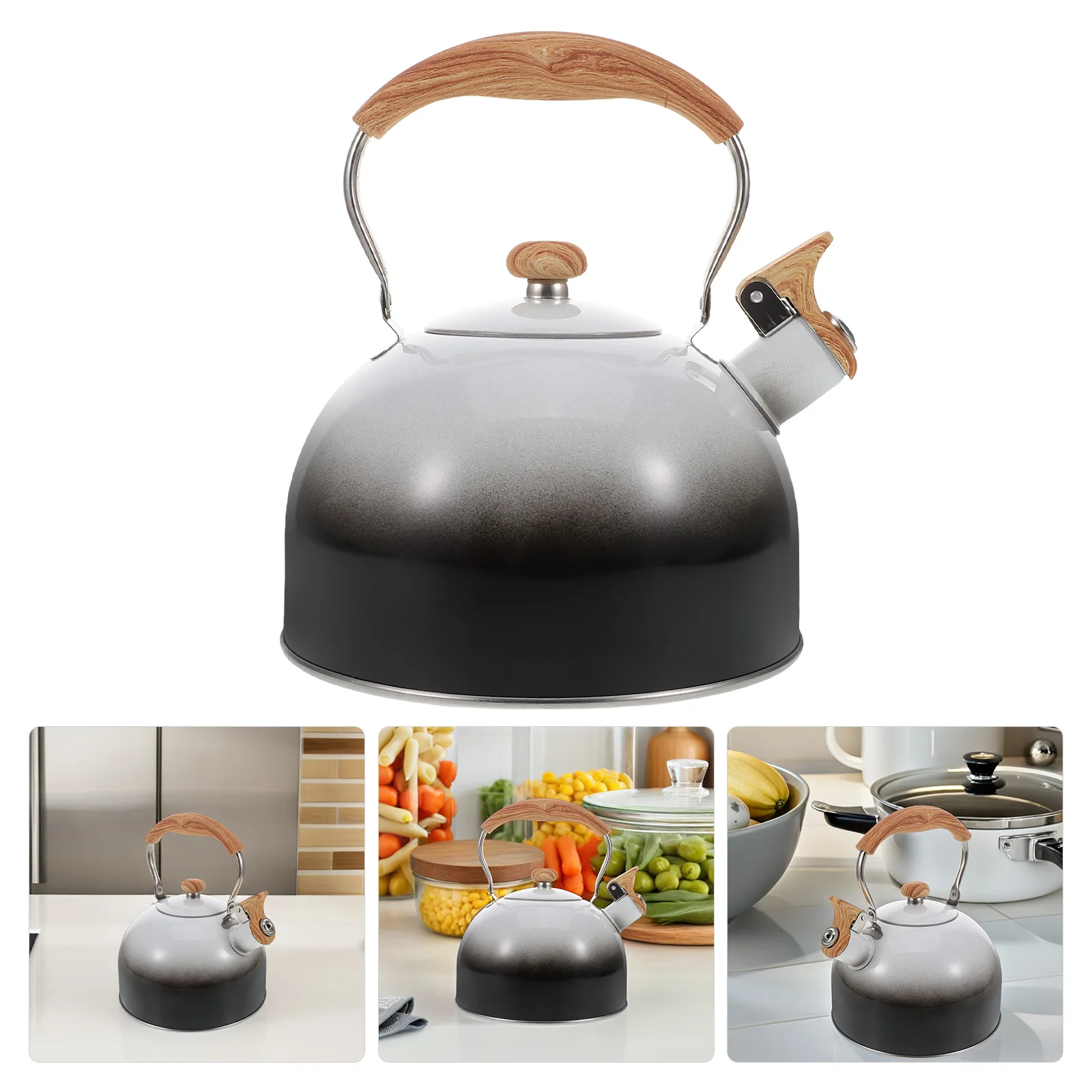 

Чайник из нержавеющей стали со свистком и деревянной ручкой для кофе, молока, горячей воды, подогрева чайника из нержавеющей стали