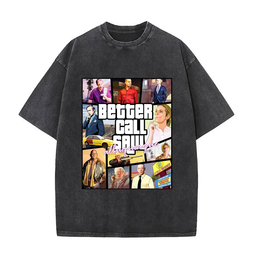 Heisenberg Breaking Bad University of American Samoa Law School Vintage Washed T Shirt Better Call Saul T-shirts Men Cotton Tees