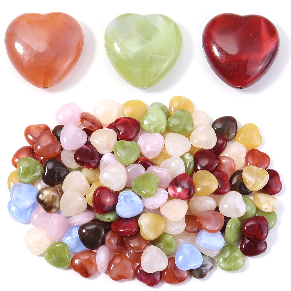 

30 шт. акриловые бусины двойного цвета с прямым отверстием в форме сердца бусины свободные бусины-разделители для изготовления ювелирных изделий DIY ожерелье браслет ﻿