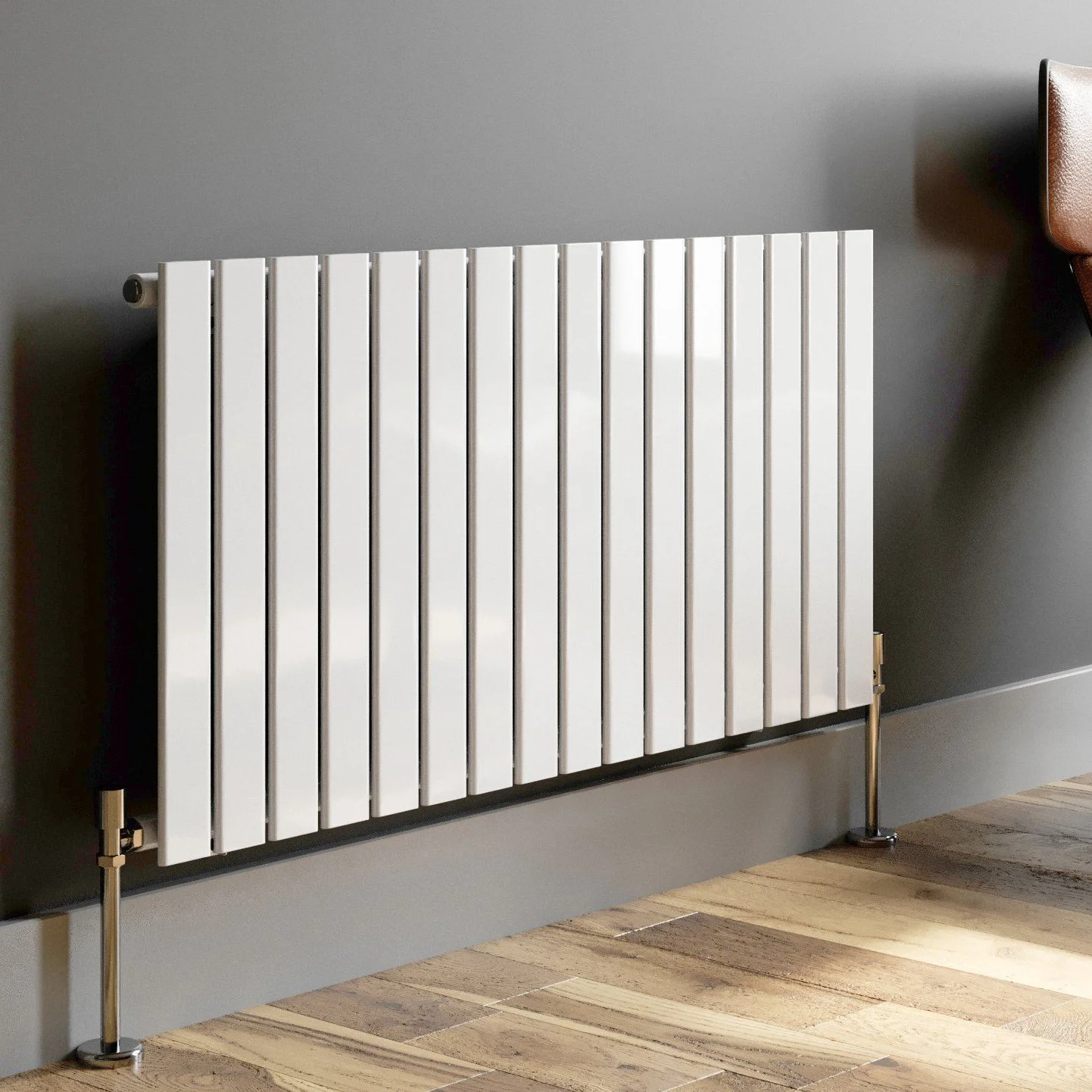 HUICHAN Modern Anthracite Single Flat Panel Low-Carbon Steel Hot Water Radiator Graphic Design Wall-Mounted Heating