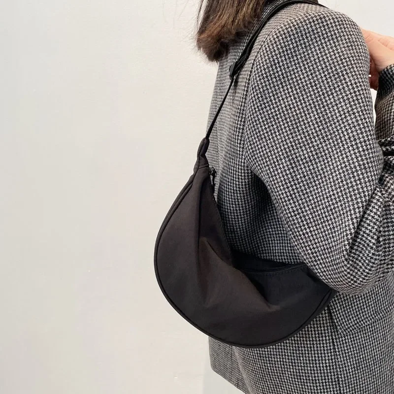 Sac à bandoulière en nylon solide pour femmes, cartables décontractées, large sangle, sac de poitrine en toile, petit sac à main, mode initiée