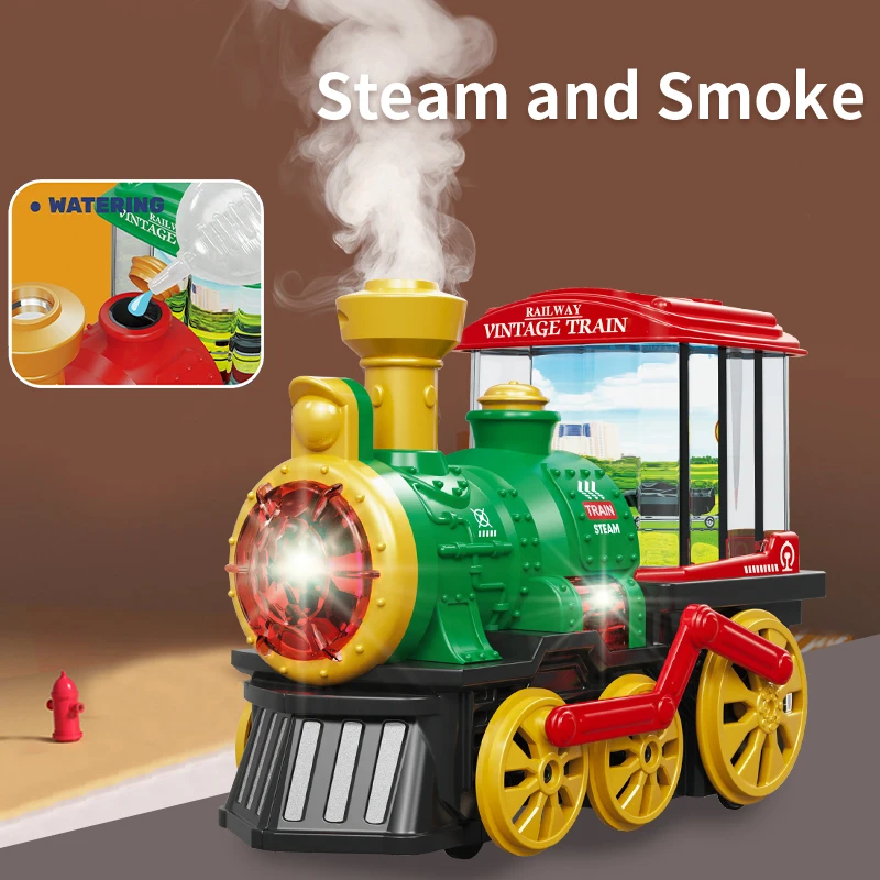 Train Toy for Toddlers 3-5, Trucks Locomotive Electric Steam Engine with Smoke, Light & Sound, Toddler Toy Trucks for Boys Gift