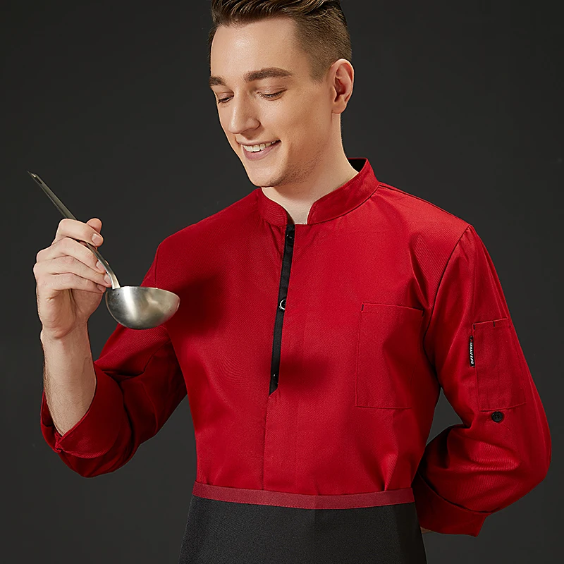 Chef Uniform męska kurtka gotowanie ubrania kuchnia koszula kelnerka usługi gastronomiczne Hotel Fast Food gorący kociołek cukiernia płaszcz własne Logo