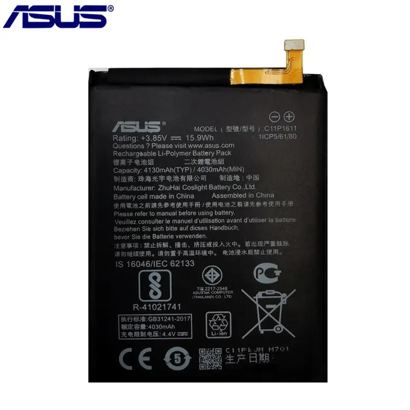 ASUS Original Battery For ASUS Zenfone 3 Max Z3 Max ZC520TL ZB570TL X008DB 3 X008 X008D Z01B High Capacity C11P1611 4130mAh