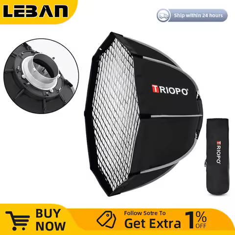Triopo K2 55cm 65cm 90cm 120cm Quickly Release Bowens Mount Octagon Softbox + Honeycomb Grid Outdoor Soft Box for Flash