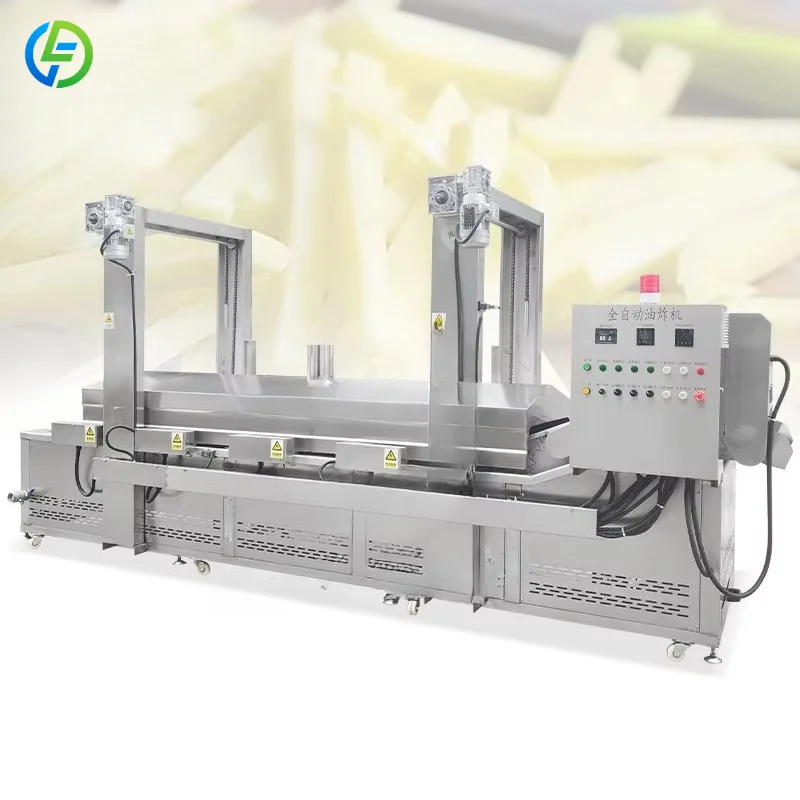 Freidora industrial personalizada de cinta continua para patatas fritas, piel de cerdo y tortilla, con filtro de aceite