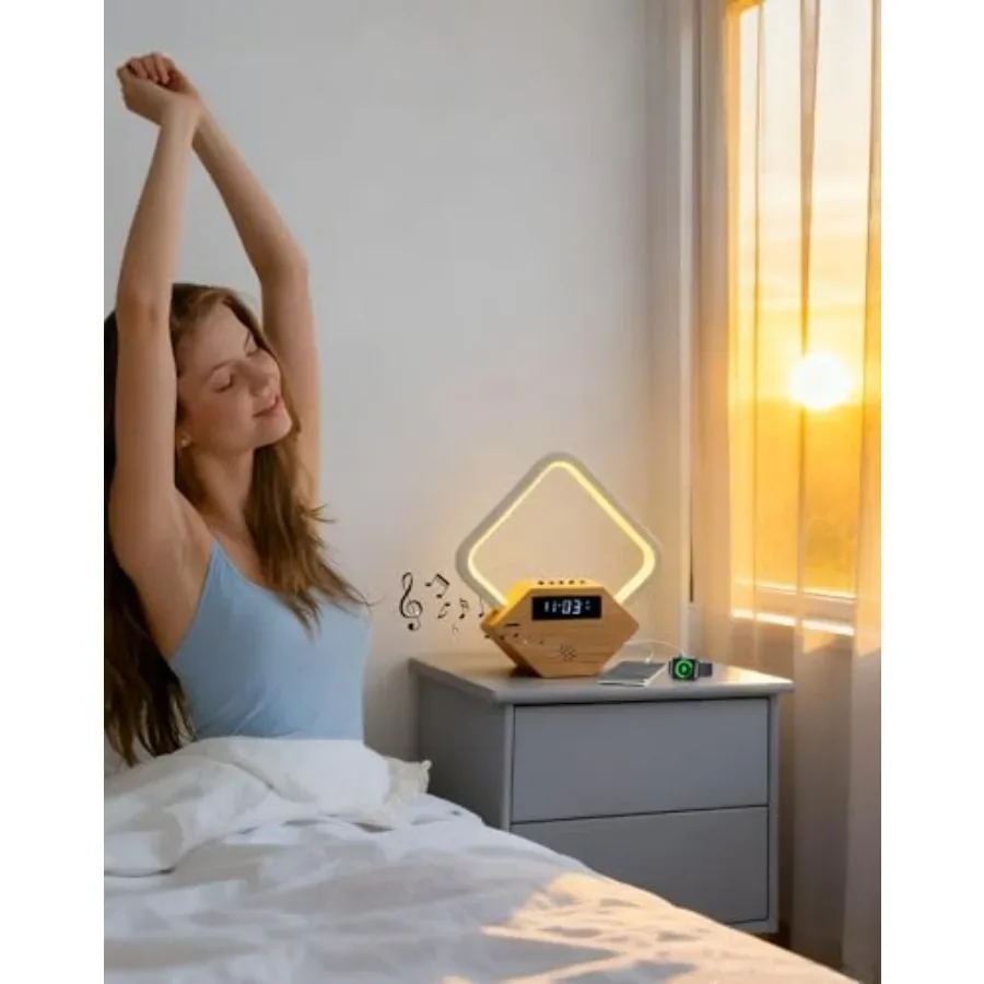 

Звуковая машина с белым шумом и будильником Sunrise, свет для пробуждения для тяжелых сна, взрослых и детей, 15, успокаивающие звуки, умный сон A