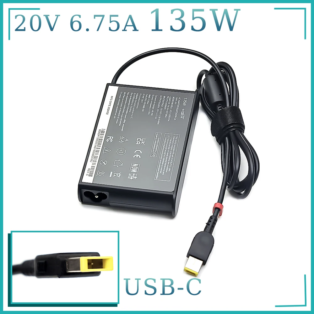 

135W 20V 6.75A USB Laptop Adapter Notebook Charger for Lenovo T440p Y50-70 R720 Y700 T540p P51 P52 S5 ADL135NLC3A Power Supply