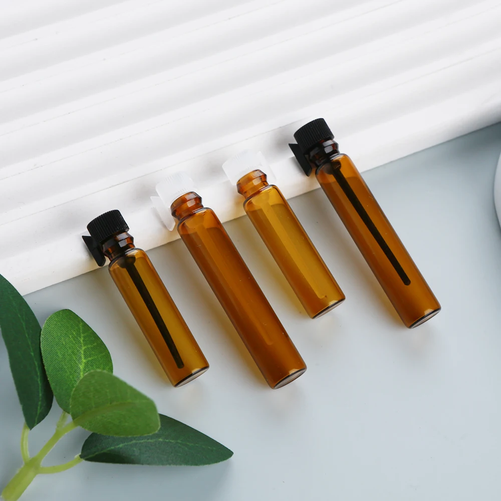 100-200-300pcs-1-2ml-amber-mini-vials-essential-oil-perfume-glass-bottle-empty-drop-stick-bottles-perfume-sample-bottles