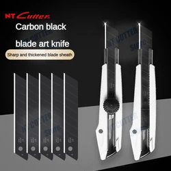 Original Japanese NT Cutter MNCR-L1 Spiral Lock Large Utility Knife MNCR-L1R Automatic Lock 18mm Intermediate Knife Multifunctional Paper Knife Titanium Black Blade Decoration Professional Handmade Knife