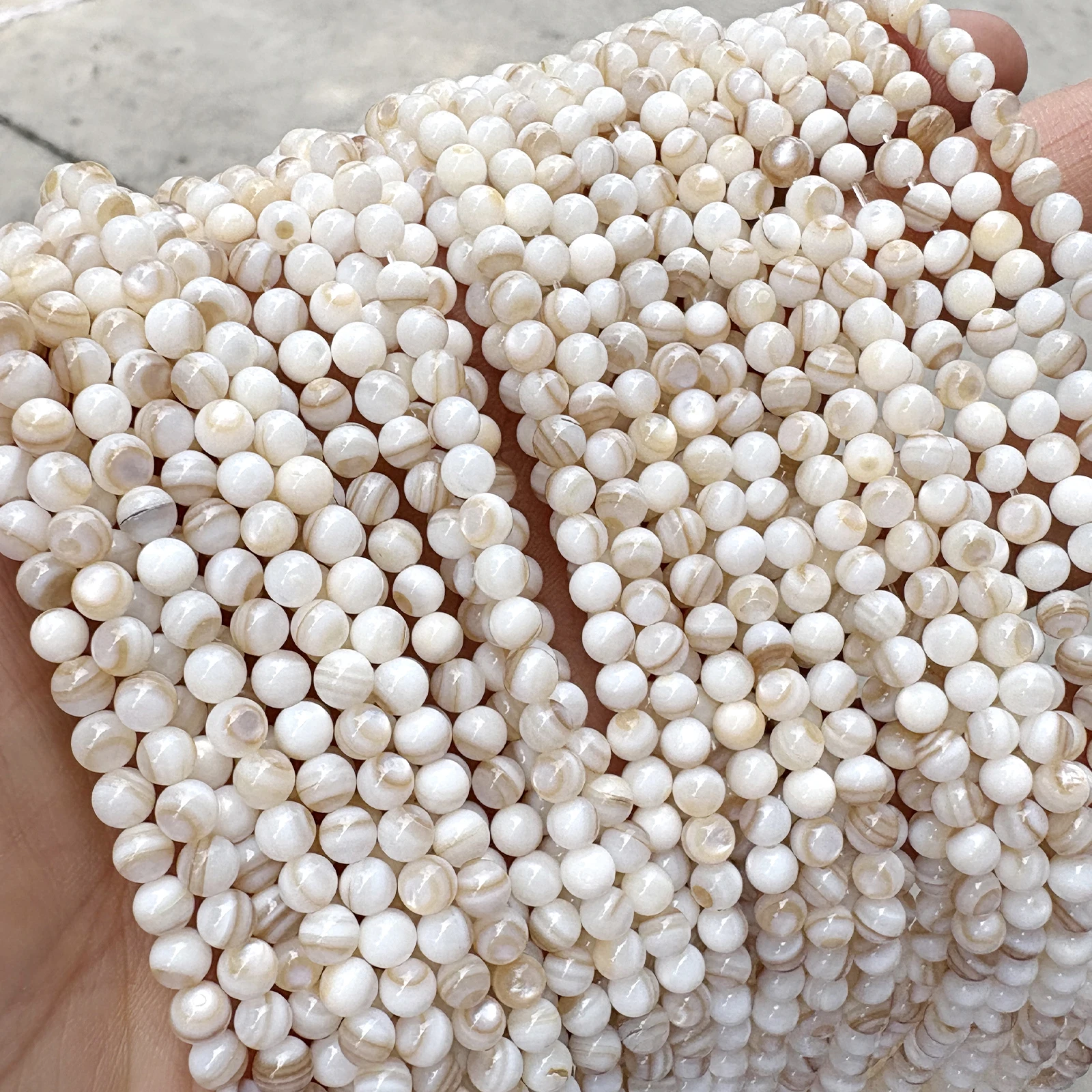 Natural Shell Brown Lace Mother of Pearl Round Loose Beads 15" Strand2 3 4 6MM Pick Size for Jewelry Making Bracelet Necklace image 6