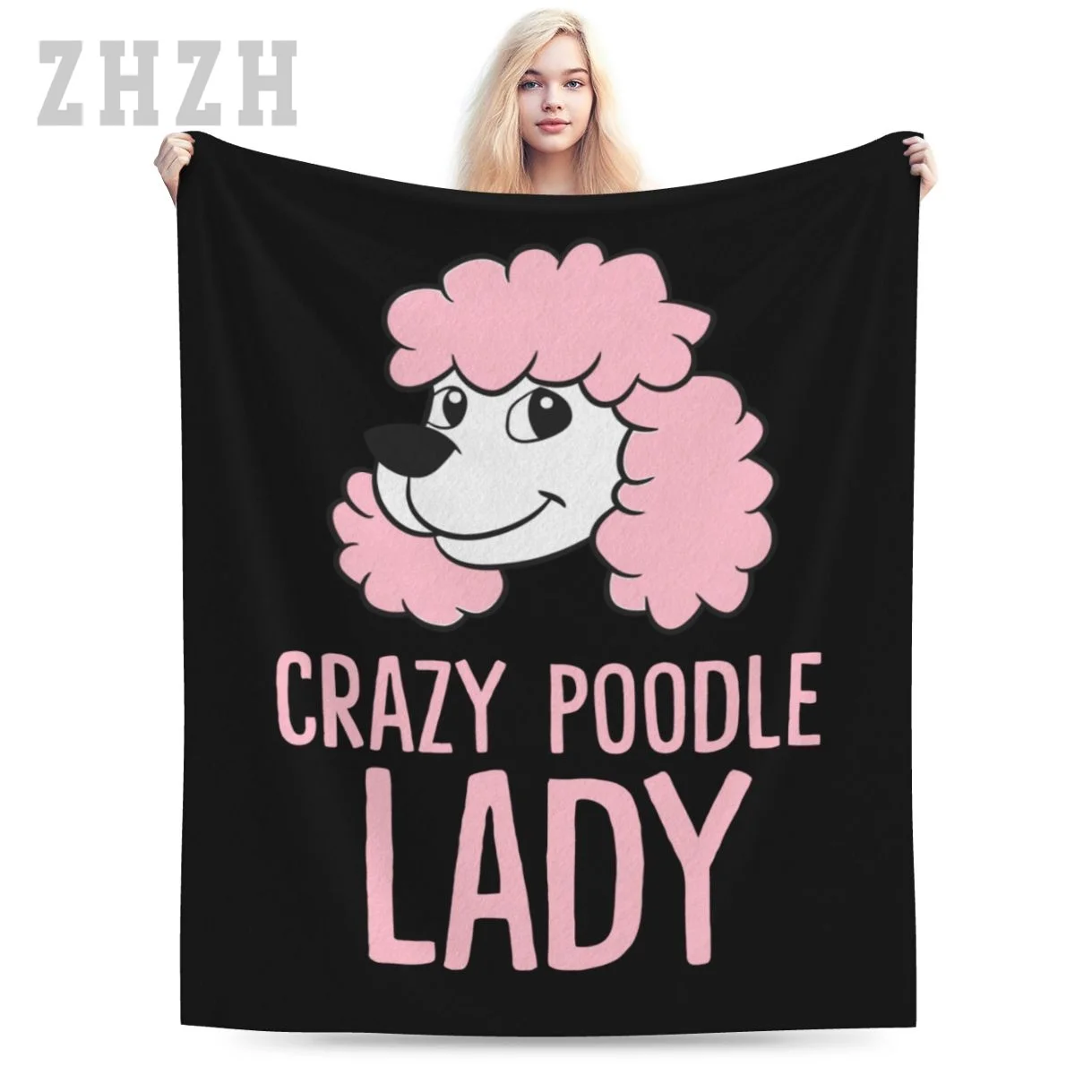 Blanket Crazy Poodle Dog Lady Flannel Multifunction Outdoor Camping Sofa Cover Keep Warm