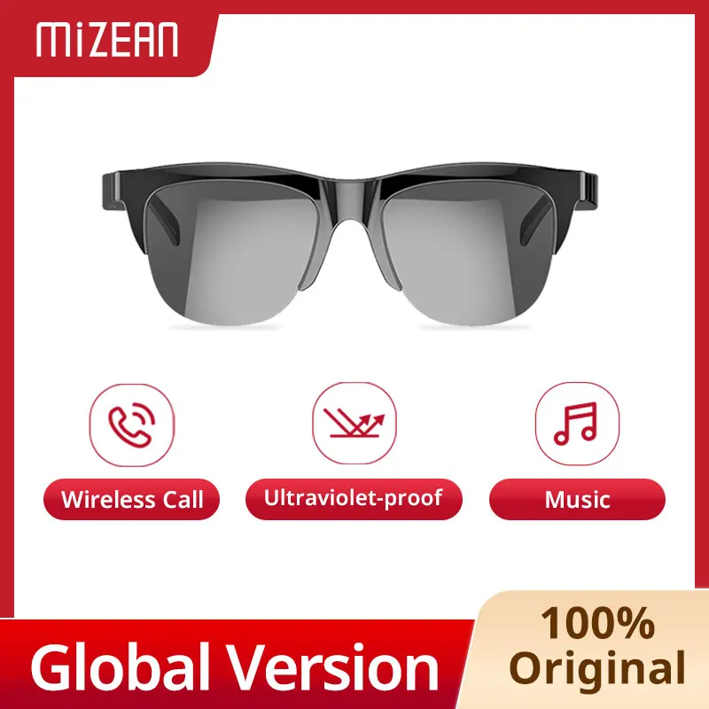 MiZEAN G1 TWS Smart Audio Sunglasses, Stereo Speakers, Hands-Free Call & Music, Anti-Blue Light, Sport Outdoor for Men/Women