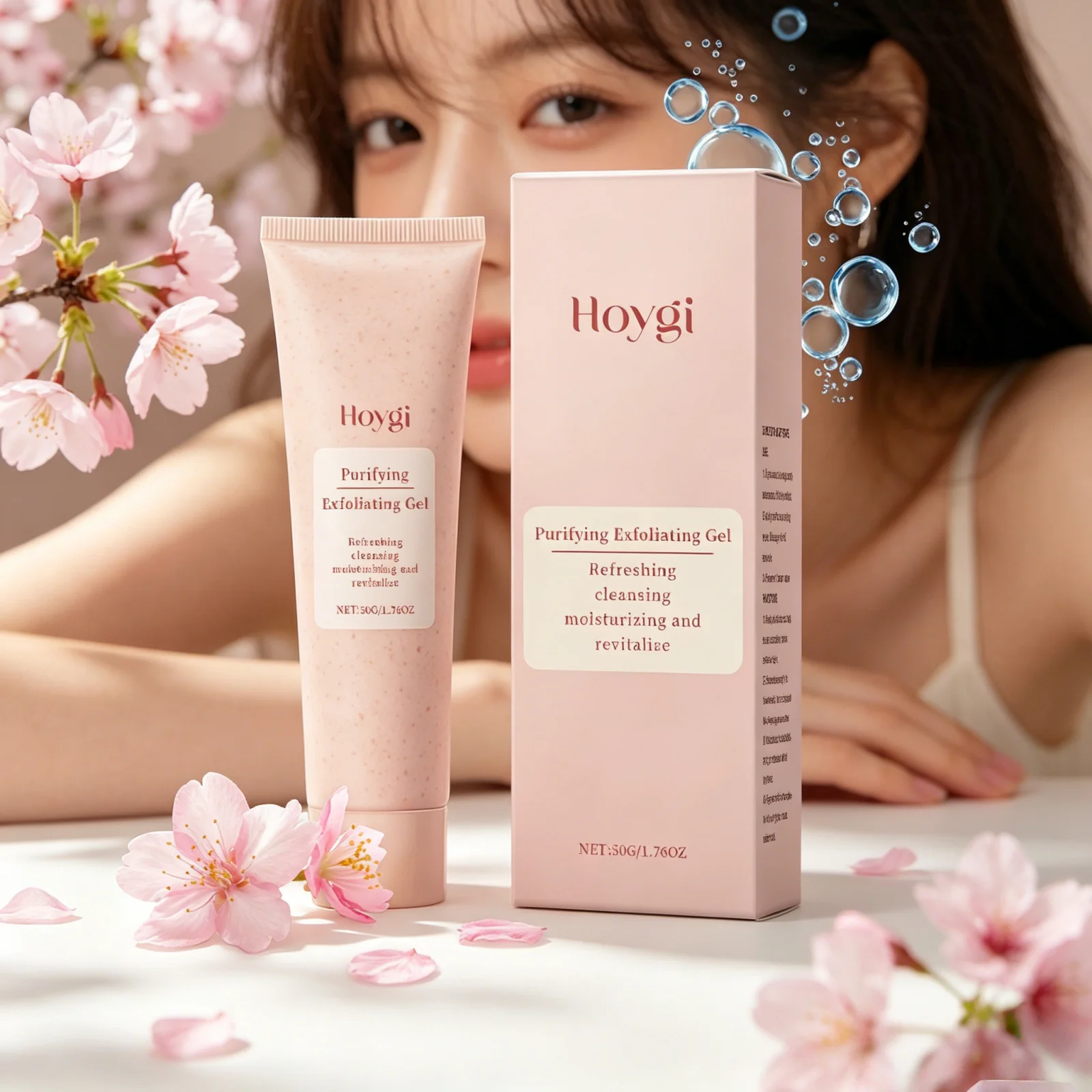 Hoygi Facial Exfoliator Moisturizing Brightening Pore Minimizing Gentle Cleaning Dead Skin Remover Purifying Exfoliating Gel 50g