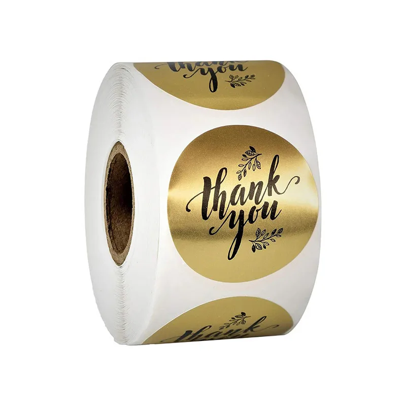 

100/500pcs Gold Thank You Stickers for Gift Wedding Birthday 1 inch Thanks Giving Party Bags Small Business Packaging Decoration