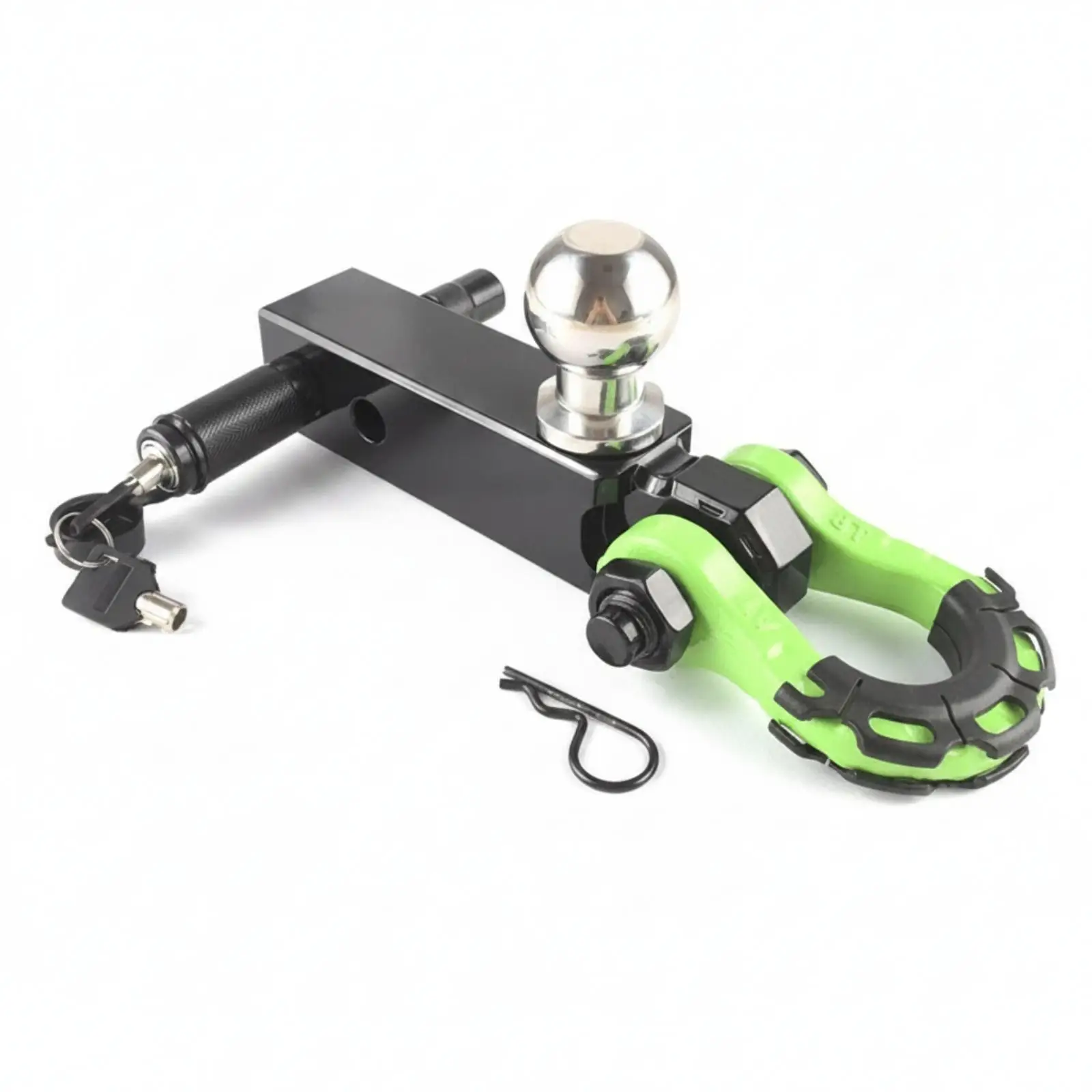 Vehicle Recovery Hook Tow Hitch Shackle Adapter with 50 Mm Ball Aluminum Arm Locking Pin for Off Road Recovery