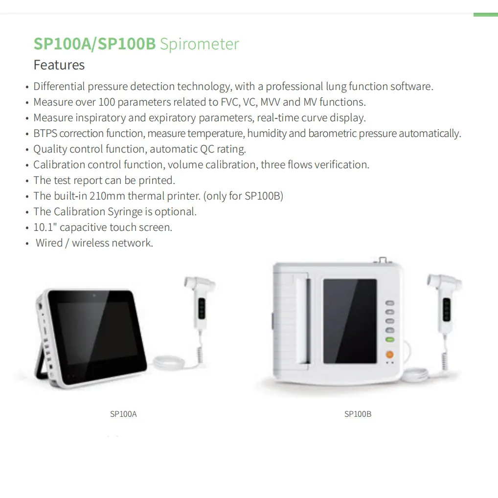 WiFi SP100A Digital Spirometer Portable Pulmonary Function Tester Mulit-paremeter Spirograph Espirometer 10.1 Inch Touch Screen