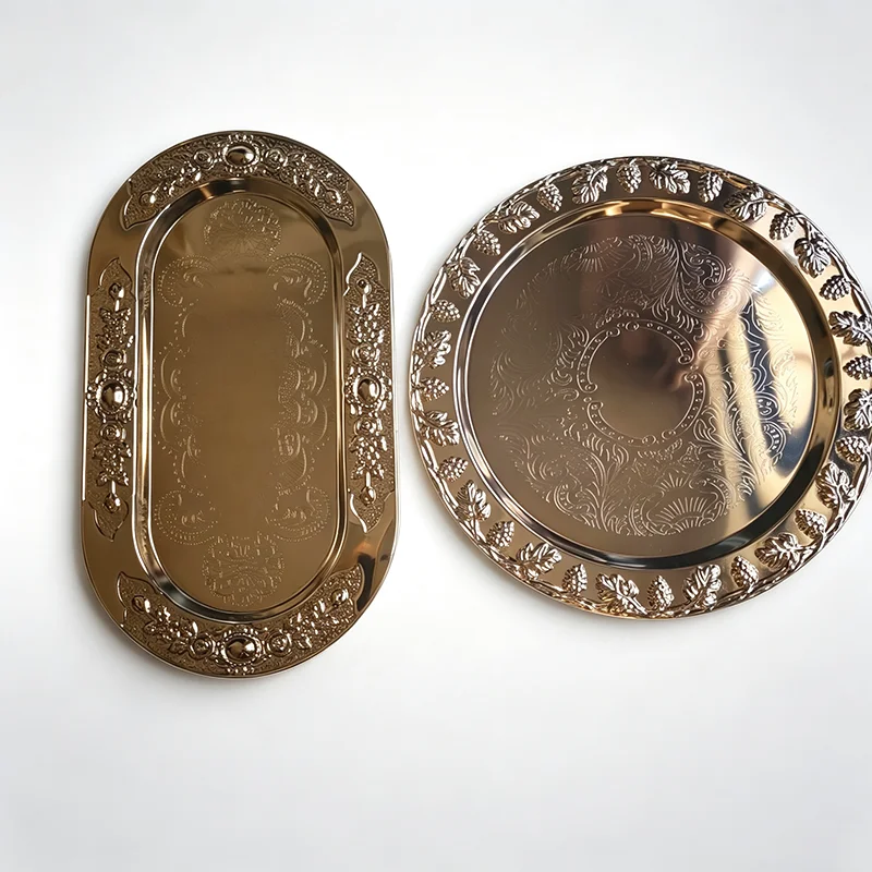 European Style Iron Jewelry Tray Decorative Tray for Dessert Fruit Appetizer Snack Server Home Decorative Tray