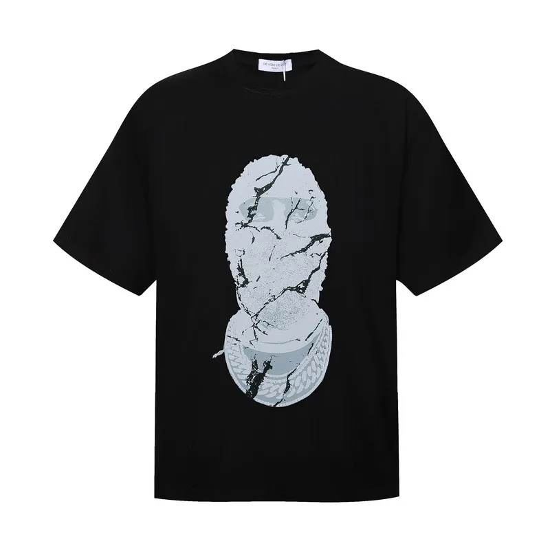 American Street Popular Men's Women's Loose IH NOM UH NIT Round Neck Short Sleeve High Quality Crack Portrait Print INUN T-shirt