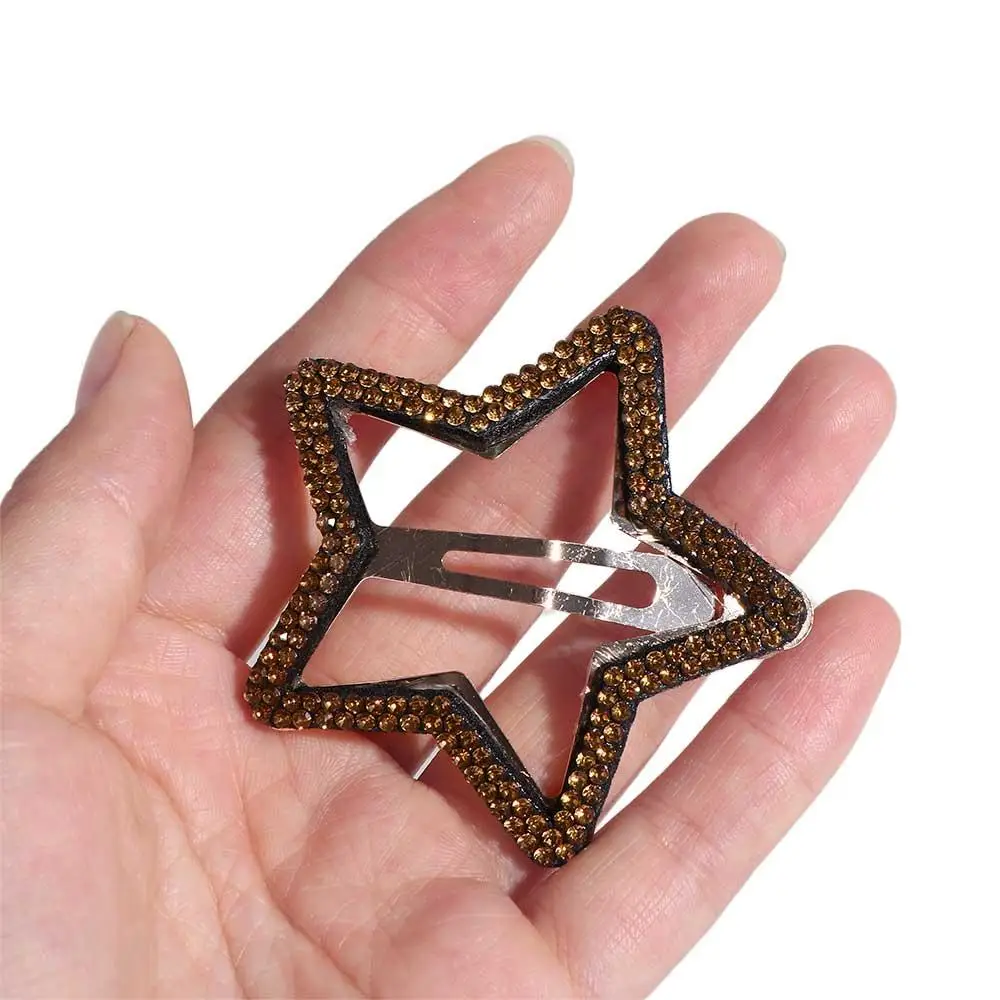 Geometric Rhinestone Star BB Clip\ Metal Pentagram Star Side Clip Hair Accessories Barrettes Hollow Hair Clip Children