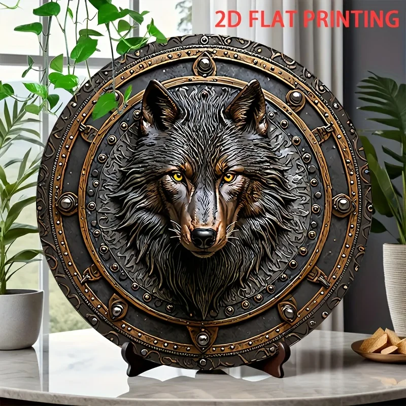 Plaque en métal gaufrée tête de loup style Steampunk - Décoration murale vintage durable, Art mural pour cabane, chalet, ou man cave