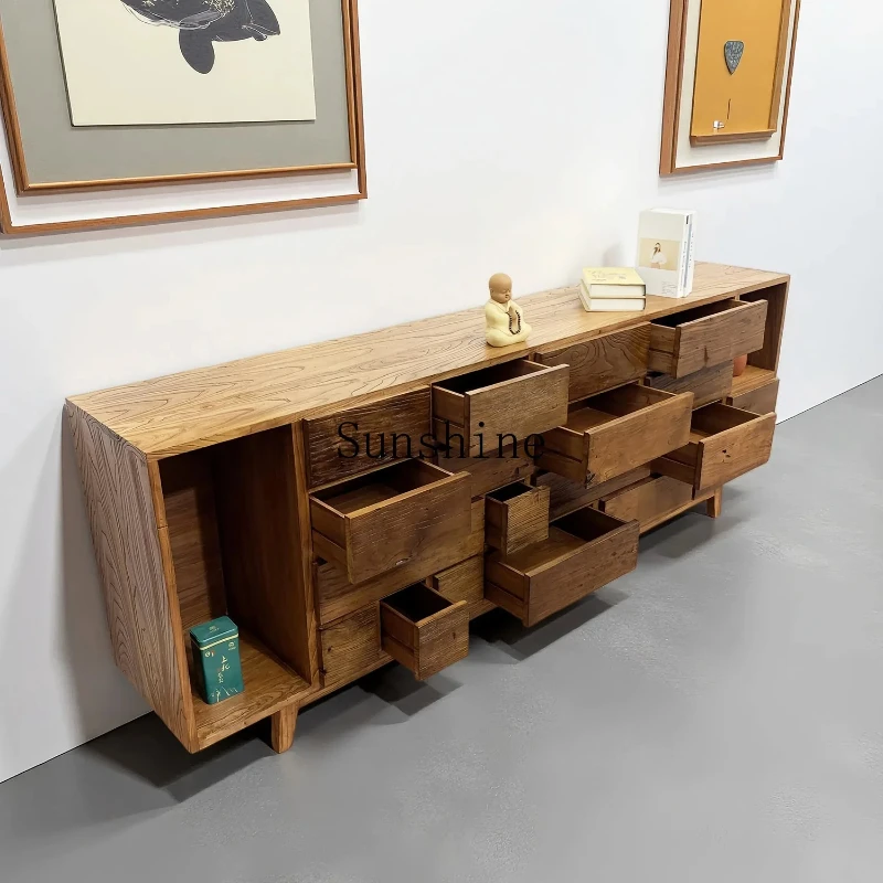 

wabi-sabi wind solid wood dining side, homestay tea room, chest storage, porch storage