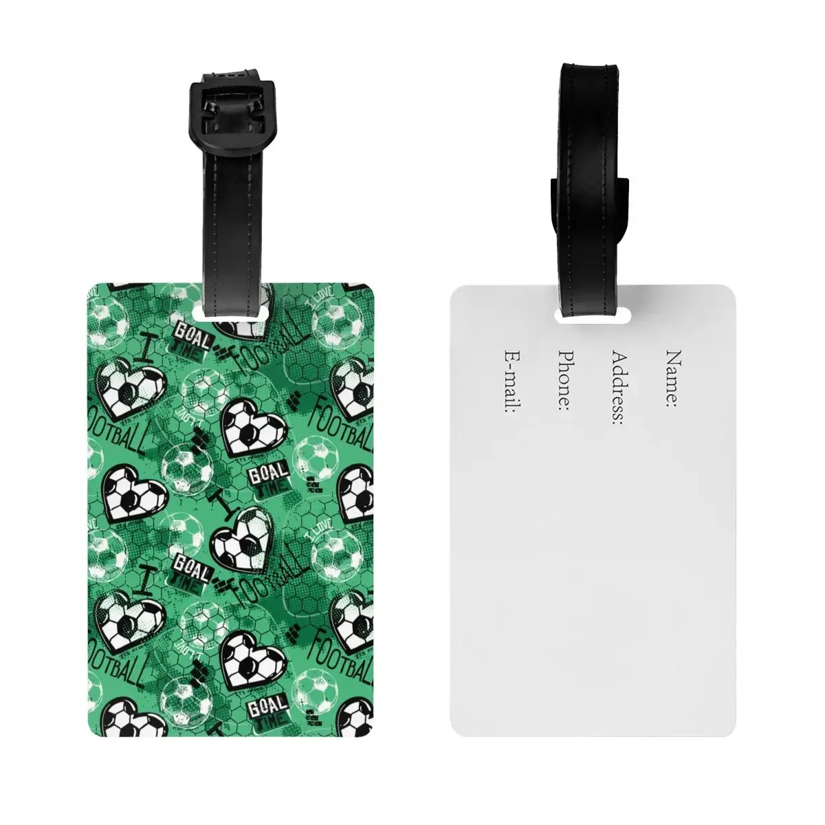 Custom Football Pattern Luggage Tag With Name Card Soccer Sport Privacy Cover ID Label for Travel Bag Suitcase